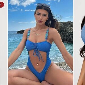 Fashion Nova Hot Fun Denim One Piece Swimsuit NEW sz L